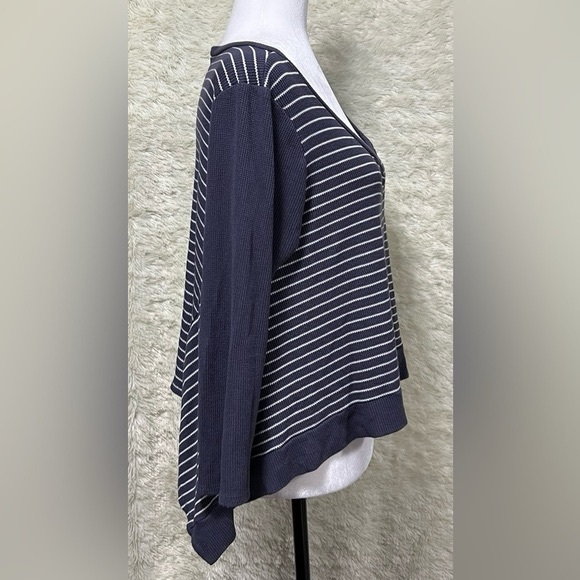 Anthropologie Lazy Days by Papercrane Waffle Knit Stripe Oversized - Picture 3 of 8